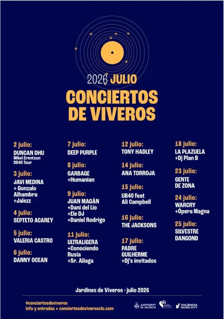 Conciertos de Viveros 2026: Un Verano Musical Sin Artistas Valencianos
