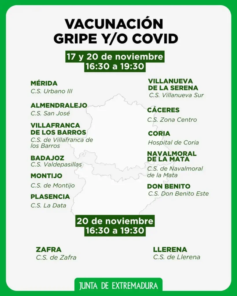 Extremadura Amplía la Vacunación de Gripe y COVID-19 Sin Cita Previa