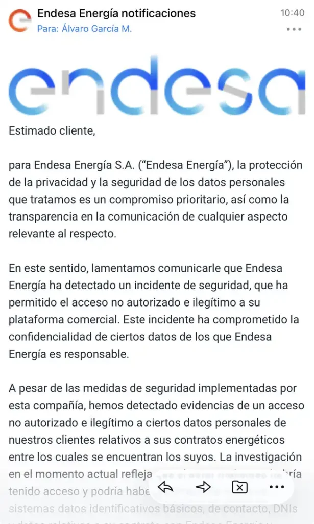 Incidente de Seguridad en Endesa Energía: Datos de Clientes Comprometidos